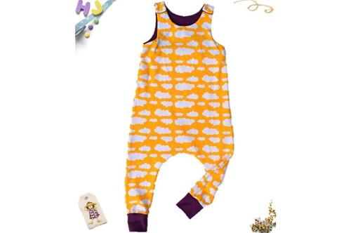 Buy Age 3-4 Harem Romper Yellow Clouds now using this page